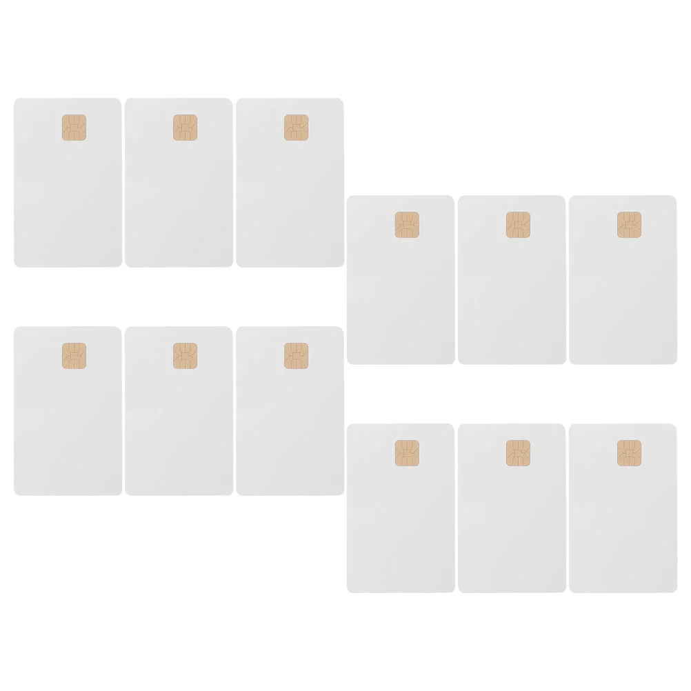 12 Pcs Blank Credit Cards White with Chip Ic Pvc Tags Labels for Printer Coin Smart