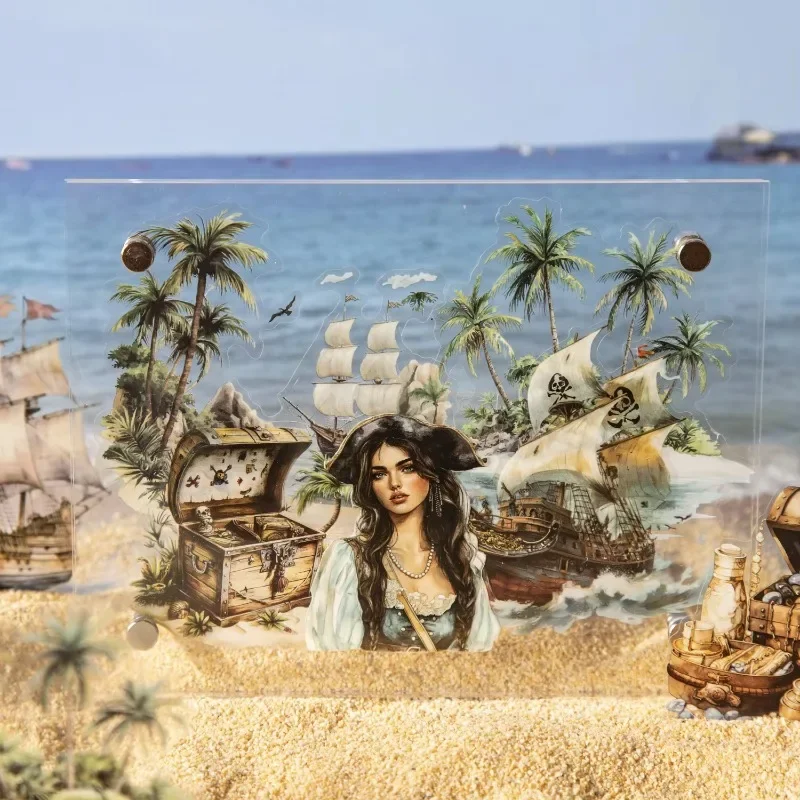 

20 шт./упак., морские наклейки с зеленым островом, акваскейзаж, украшение для справочника, наклейки для домашних животных, морской дорожный материал 148*100 мм