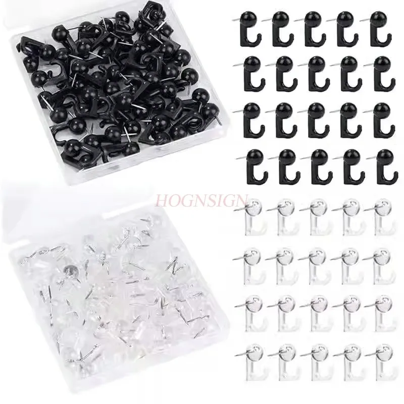 50pcs Creative, cute, colorful, traceless nail, hook nail, soft wood board fixing, push pin, press nail, plastic big head nail