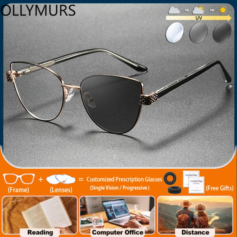

Очки Ollymurs (L) универсальные женские с оправой «кошачий глаз» увеличенного размера, фотохромные, с защитой от синего света, для чтения, повседневные