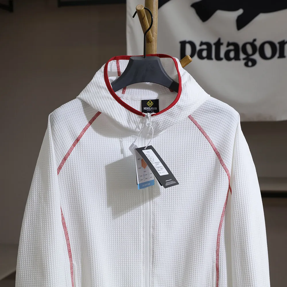 Unisex Outdoor Schnelltrocknende Waffel-Kapuzenjacke - Atmungsaktives & Schweißableitendes Reißverschluss-Oberteil für Frühlings- & Sommerwanderungen – Detail 10