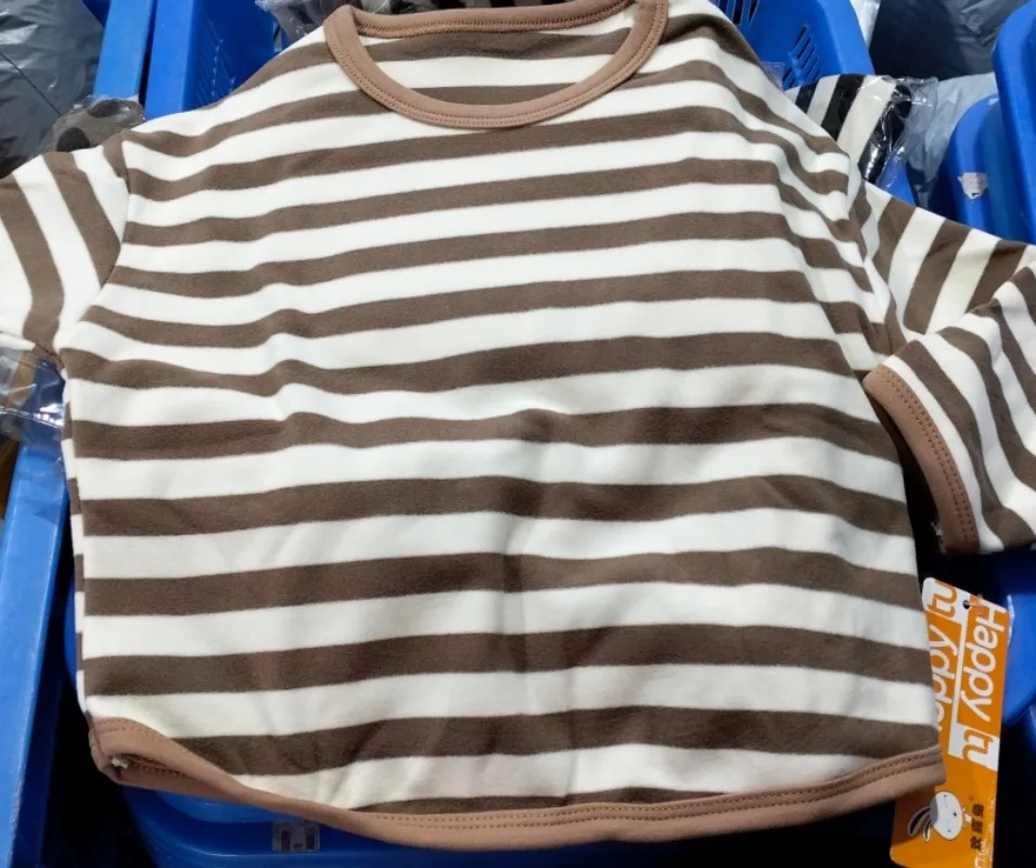 Spring Autumn New Children Casual T Shirt Loose Kids Striped T Shirts Soft Warm Tee Boys Girls Long Sleeve Tops Baby Clothes