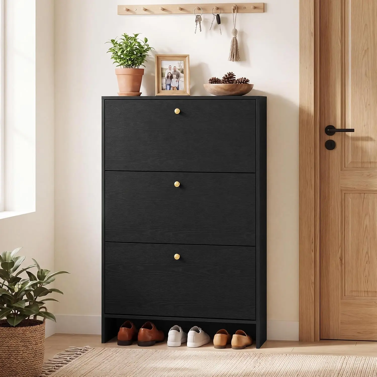 Garvee Garvee Shoe Cabinet Storage for Entryway with 3 Flip Drawers, Black, Customized - Aliexpress Deal
