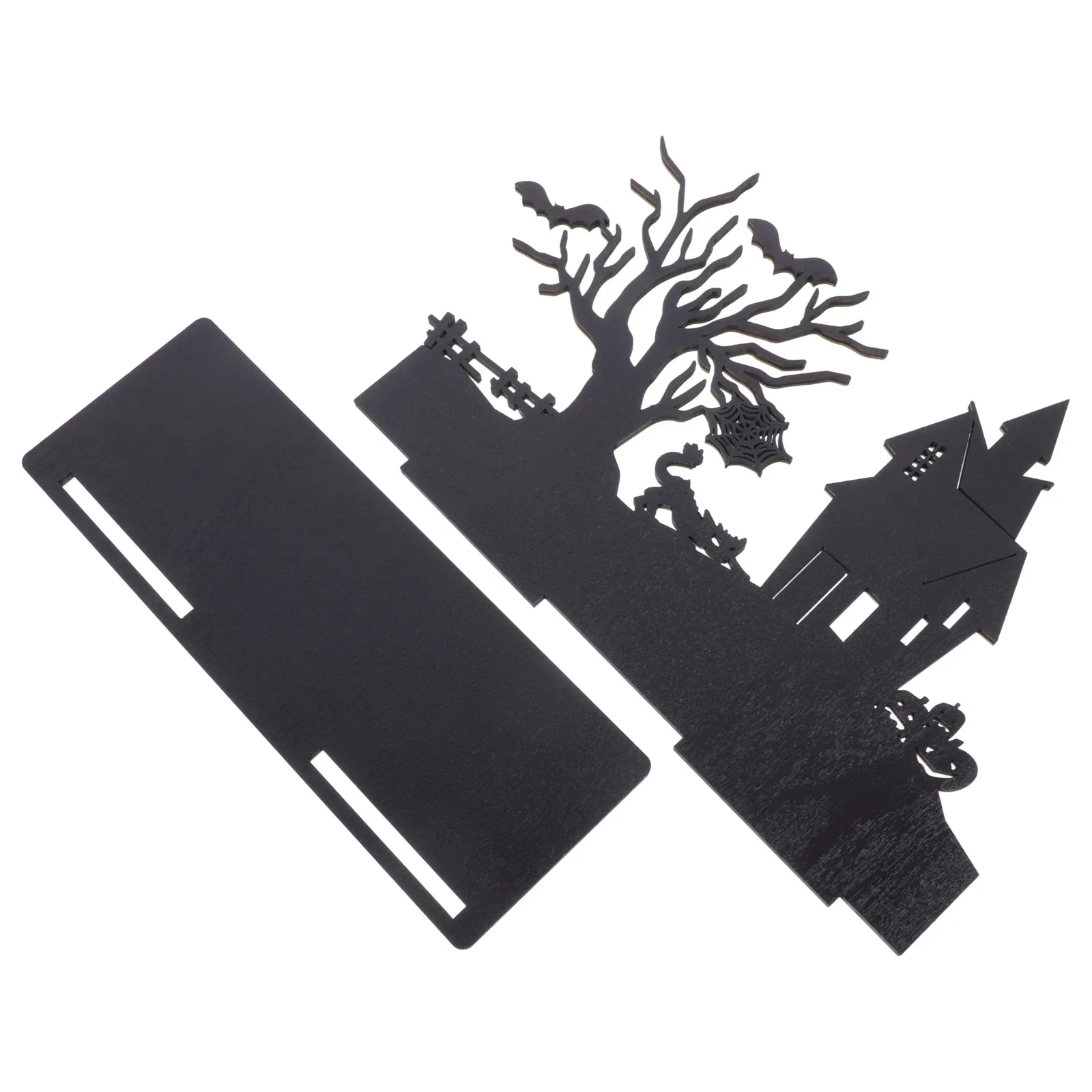 

Halloween Wooden Table Centerpiece Creative Spooky Castle Projection Decoration Indoor Festive Sign Halloween Table Decorations