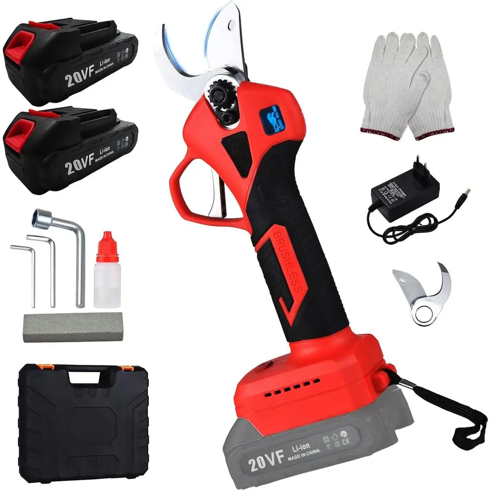 مقصات التقليم الكهربائية، مقلم الحديقة مع بطاريتين قابلتين لإعادة الشحن، قفازات بديلة ذات شفرات فولاذية، تجاوز البستنة شديدة التحمل