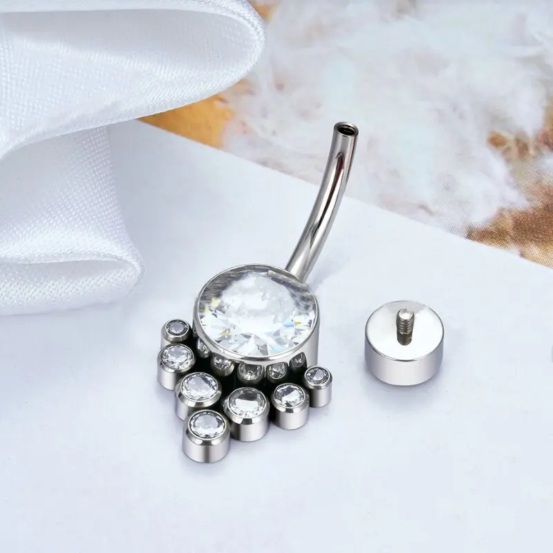 G23 Titanium Crystal Pendant Belly perforation  internal thread opal cluster navel rings