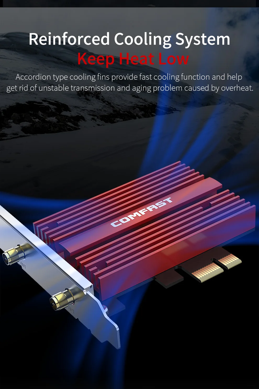 COMFAST AC1200 WiFi 5 PCI-E Wireless Adapter 6dbi Antenna 2.4/5G Network Card For Bluetooth 4.0 Desktop Windows 7/10/11 Card