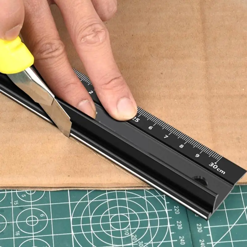 Multipurpose Straight Ruler Aluminum Alloy Drawing Ruler Metal Measuring Tool For Engineering Drafting Technical Drawing 