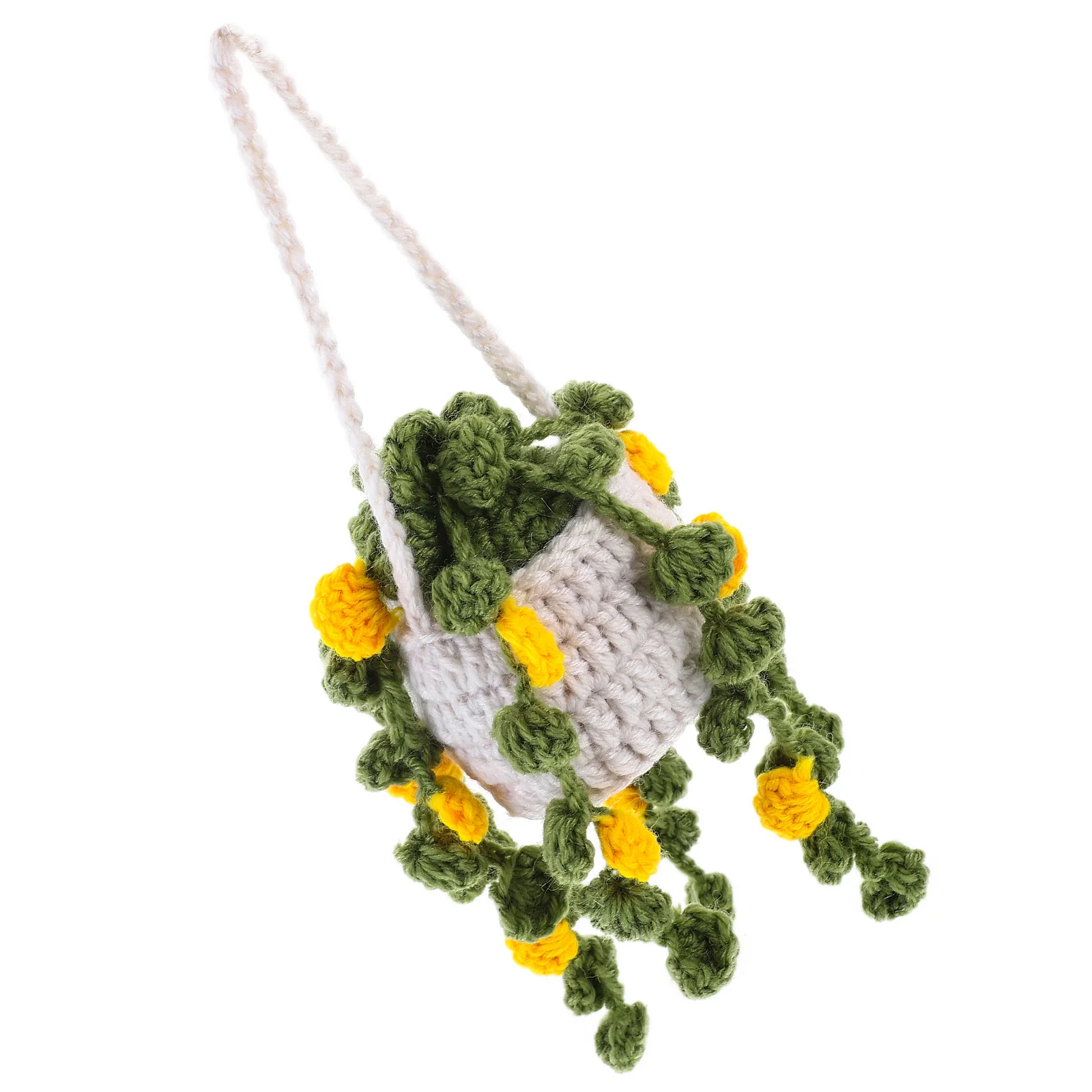 

Crochet Hanging Plant Basket Handmade Wool Yarn Decor For Home Office Dorm Car Mirror Ornament Craft Decoration