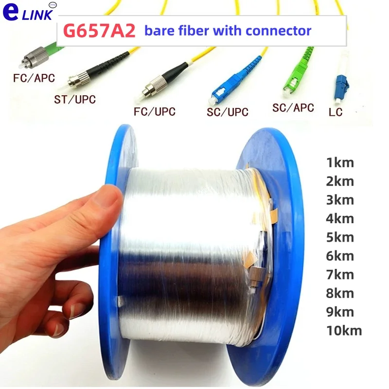 

Bare optical fibre G657A2 1km2km3km4km5km Singlemode SM 9/125um with LC SC FC ST APC connector OTDR test launch cable 8km10km