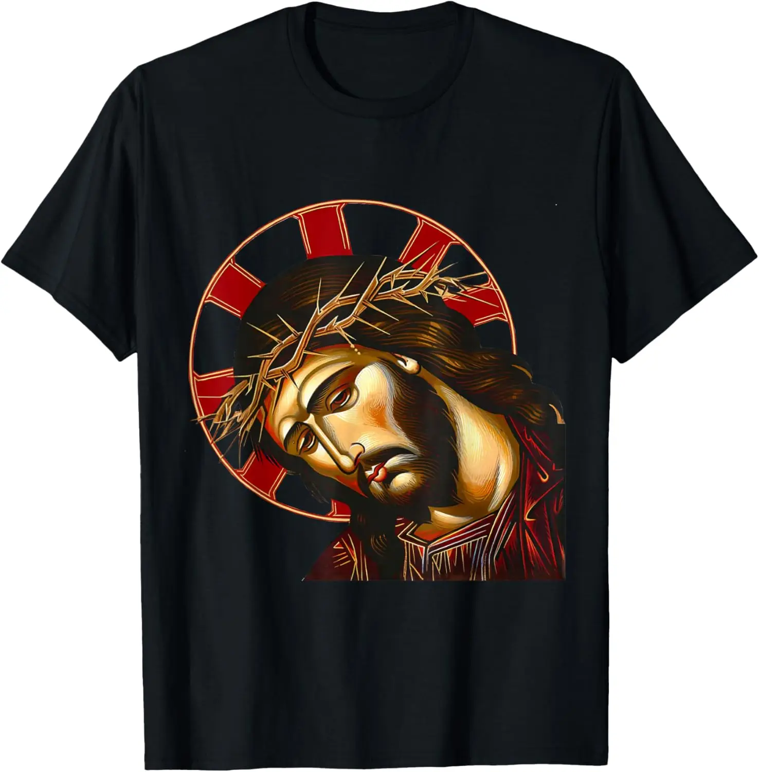 

Jesus Christ Crown of Thorns Icon Graphic Tee Breathable Cotton Short Sleeve T-Shirt