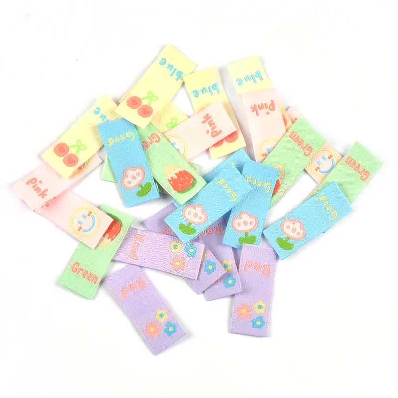 50pcs Cute Cartoon Flower Kids Clothes Labels For Sewing Accessories Embroidery Tags DIY Hats Bags Crafts Garment Supplies c3614