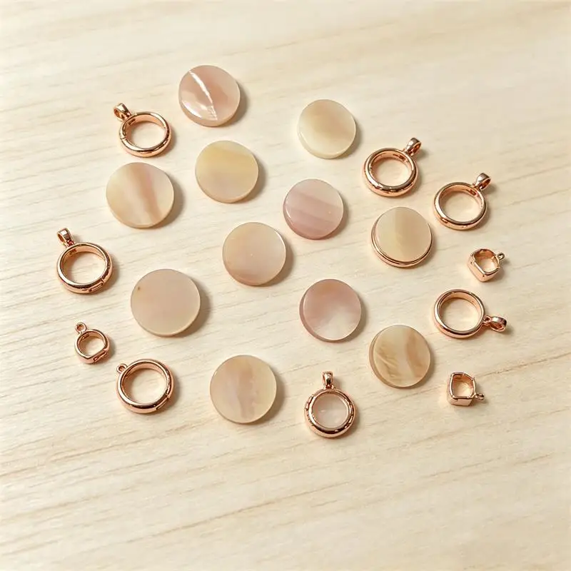 1PC 6-10mm Pink Shell Mother-of-Pearl Flat Round Cabochon Beads No Hole Polished Flat Back for Necklace Pendant