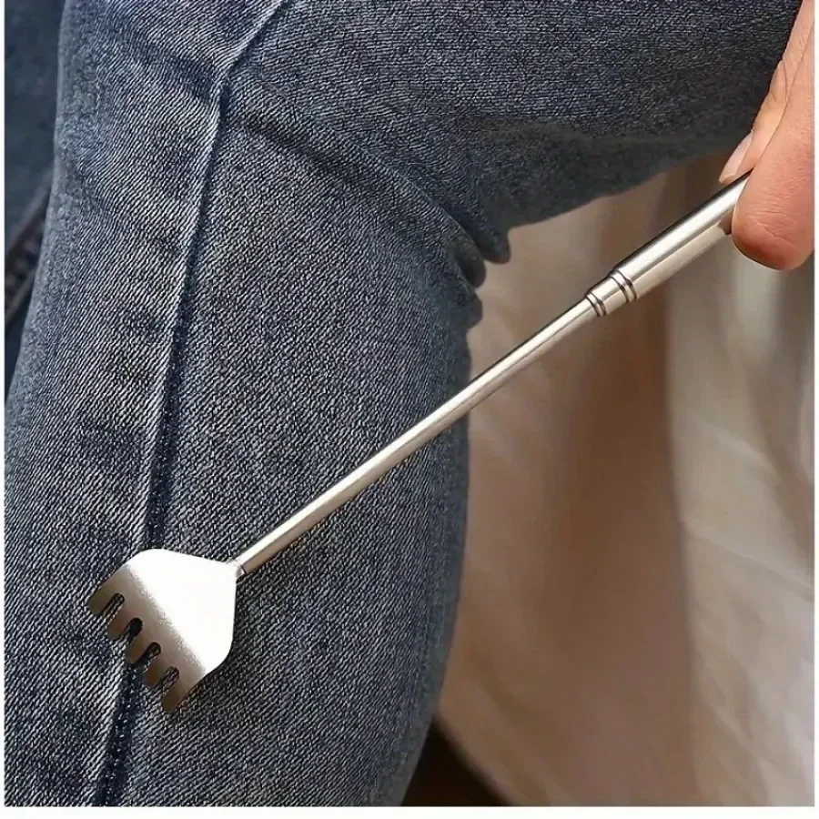 Silvery Telescopic Back Scratcher, Portable Extendable Stainless Steel Scratchers for Men Women，Mothers Gifts，Gifts For Men，G