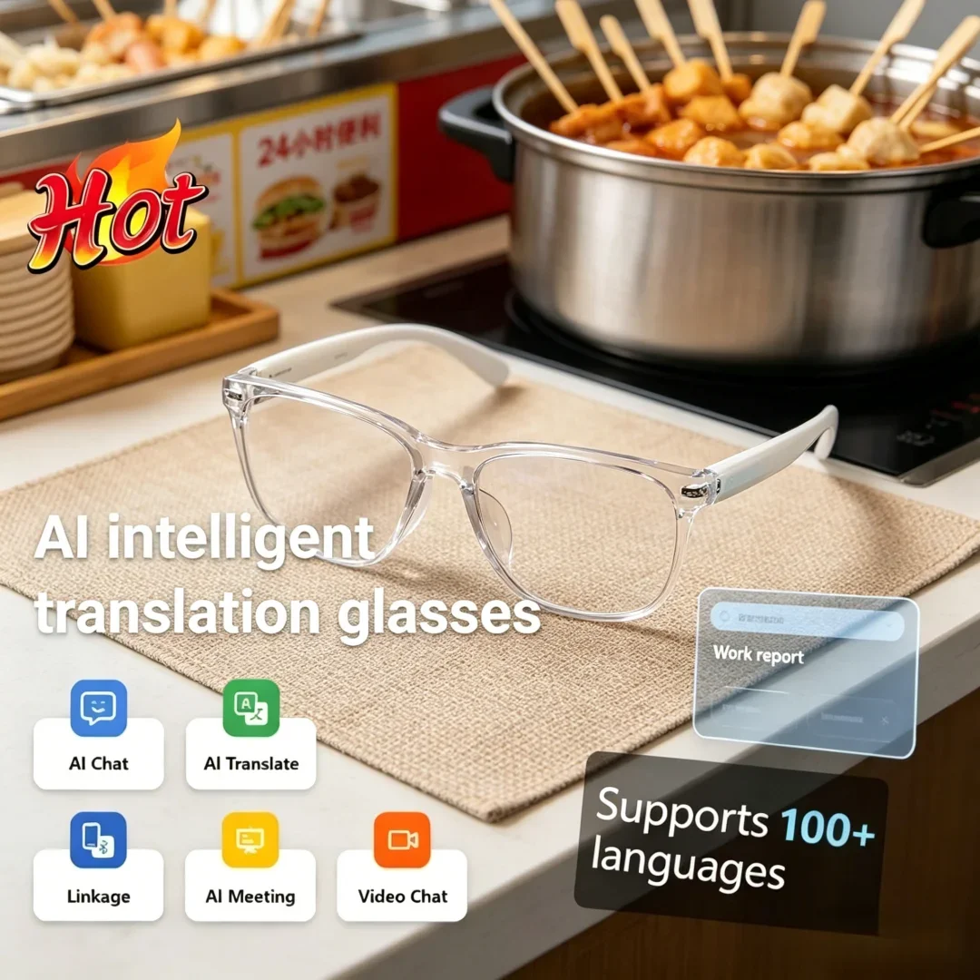 

Polished Novel AI Smart Glasses AI Translation 100+ Languages Allow Make Receive Calls Elegant Music Calling Smart Noise