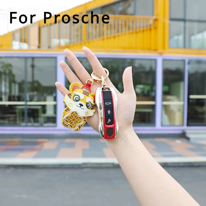 For Porsche Boxster 718 Cayman Cayenne Panamera Macan 911 Car Key Case Keyless Cover Key Shell Car Accessories Protective Case