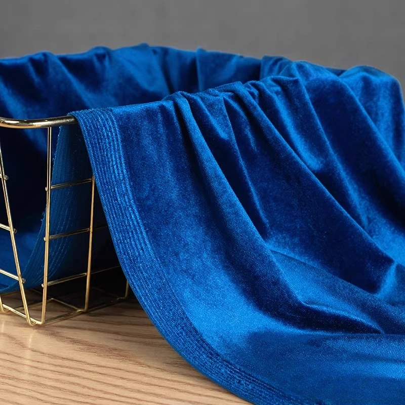 Solid colored velvet fabric four sided elastic sewing dress cheongsam base shirt wide leg pants glossy velvet fabric