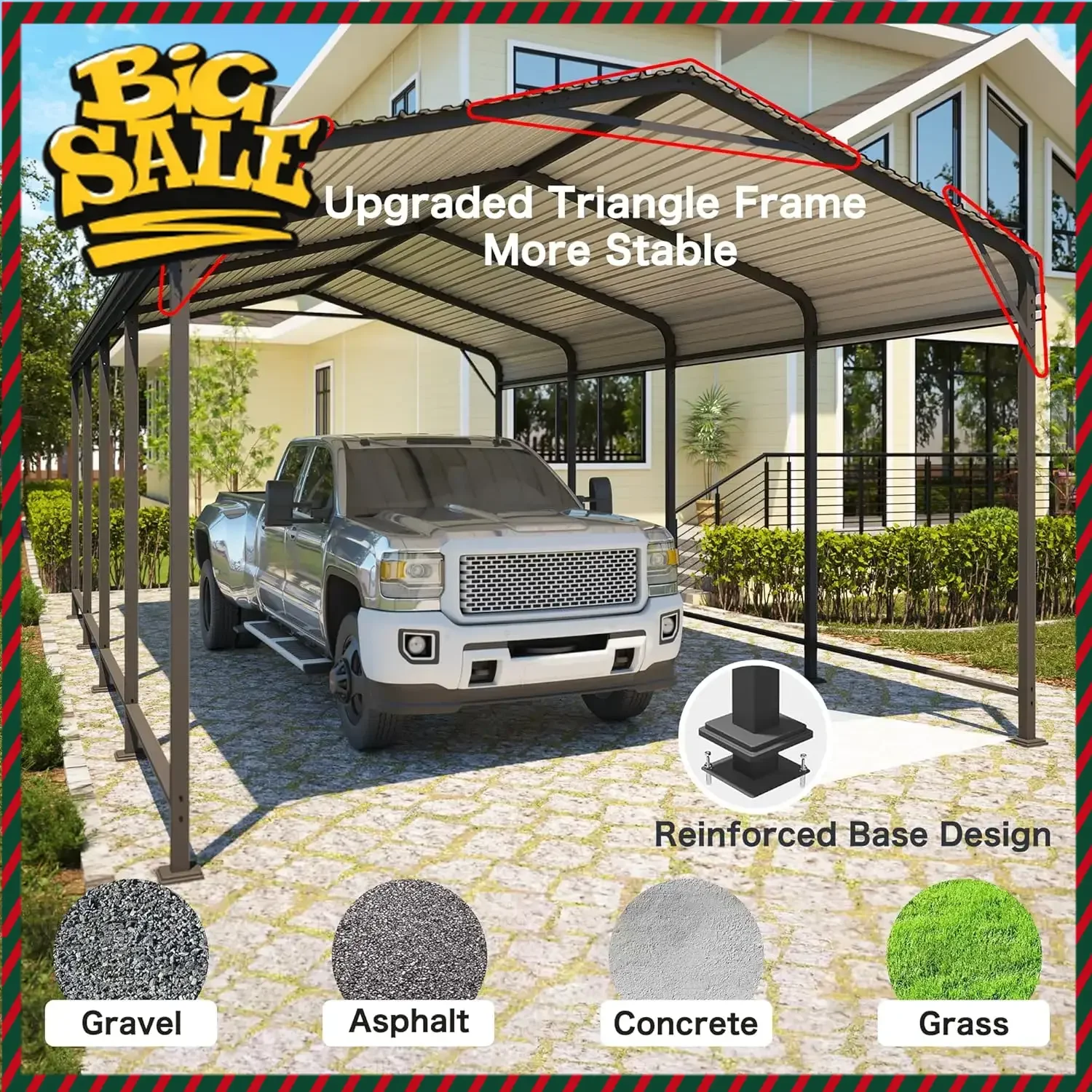 

Горячая распродажа: Металлический навес для автомобиля 12x20 футов, сверхпрочный навес-тент с усиленной рамой и основанием для любой погоды, уличный гараж