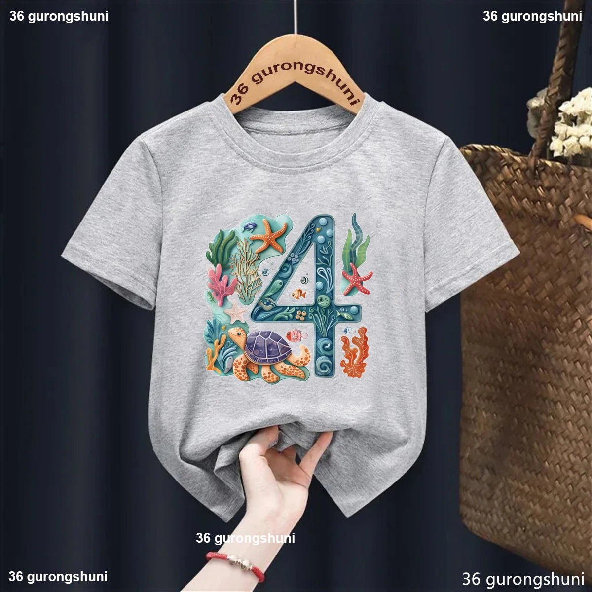 

New Boy/Girls Tshirt Funny Sea Aquarium Birthday Numbers 1-6 Years Old Children Tshirt Fashion Boy Birthday Gift Tshirt Tops