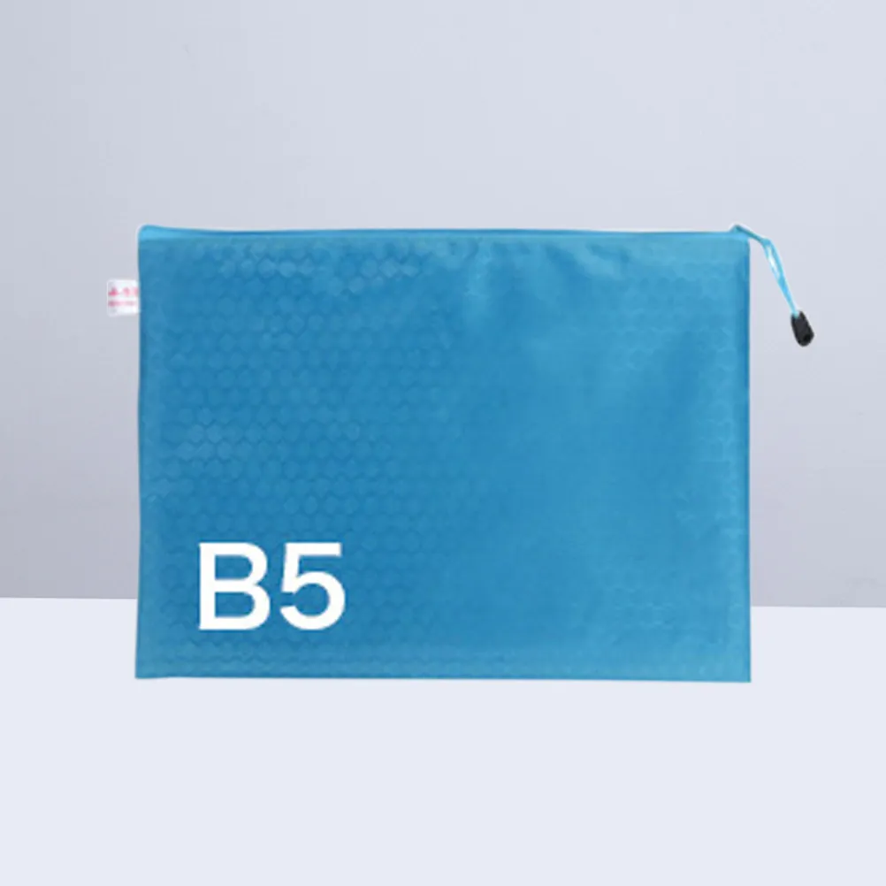 

B5 Waterproof Stationery Organizer Zipper Football Pattern File Folder Document Bag Sky-Blue 29x20.5cm Office Travel File Keeper