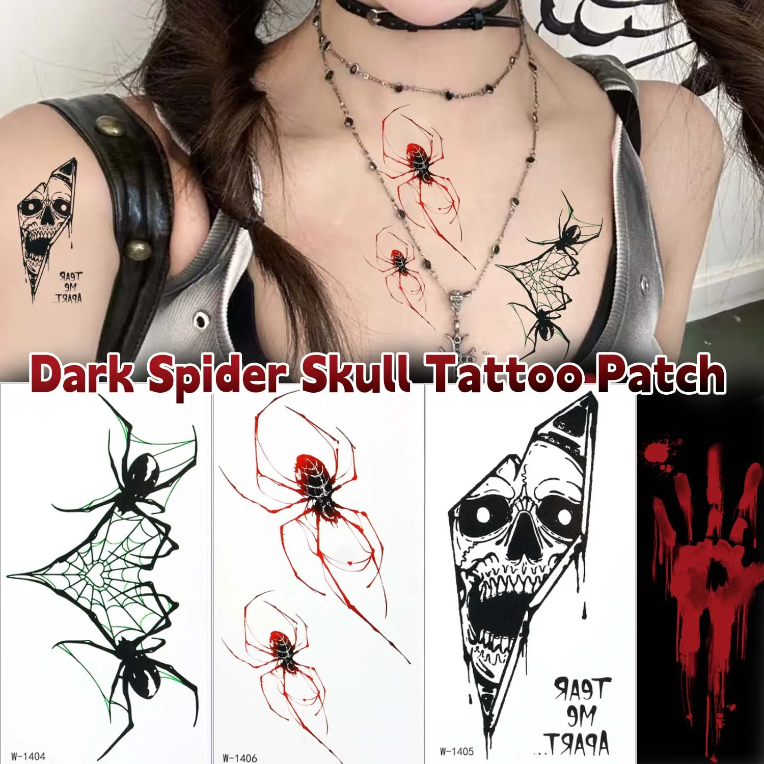 Waterproof Halloween Tattoo Stickers for Spider Web Face Body Art Lasting Technology Magic Semi Permanent Tattoo Festival Decals