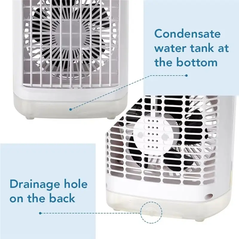 BABZ Portable Air Cooler with Humidifier & LED Night Light, 3-in-1 Air Conditioning Fan for Home Office