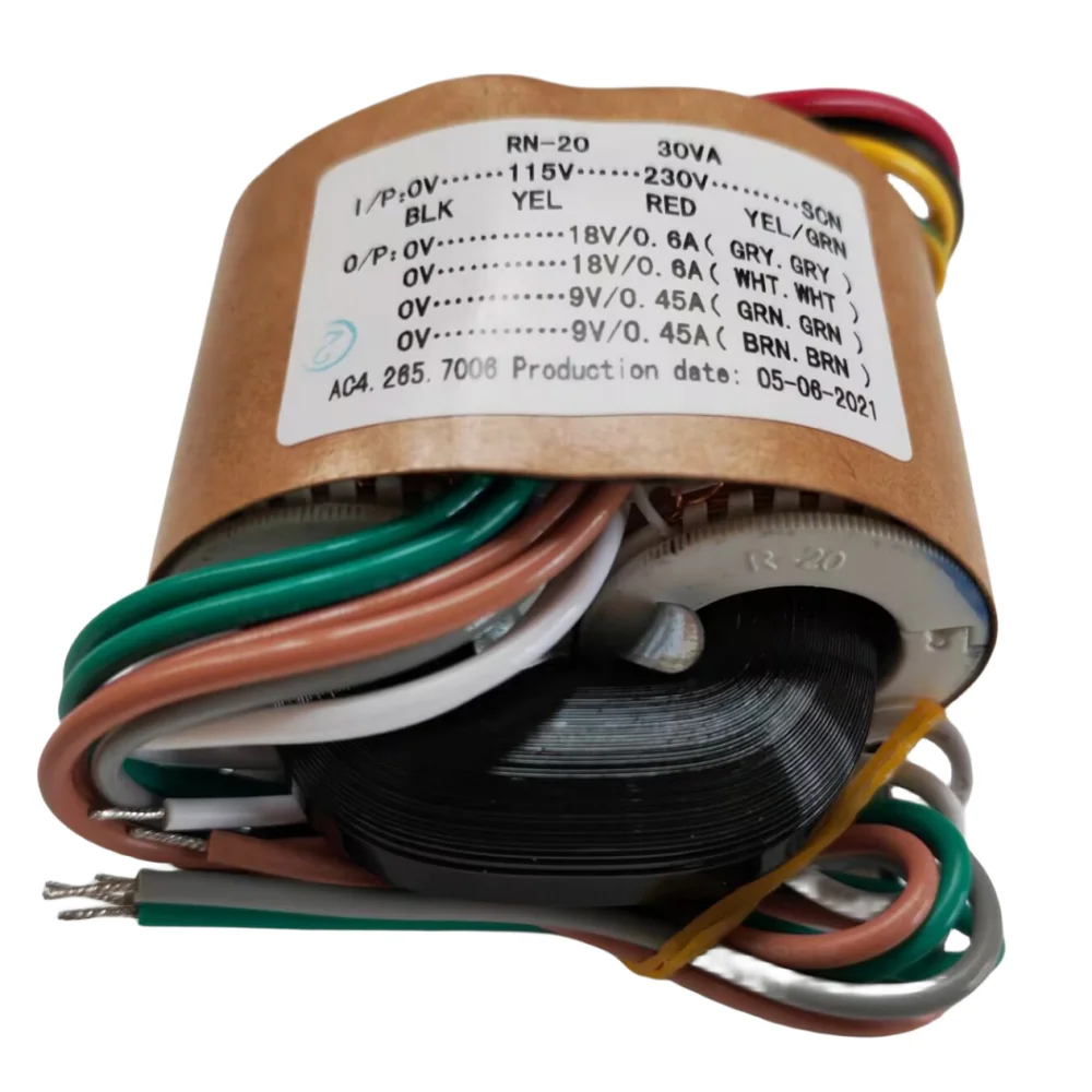 1pc 115V/230V 30W Audio R-Core Transformer high quality 18Vx2 + 9V x2 for preamp