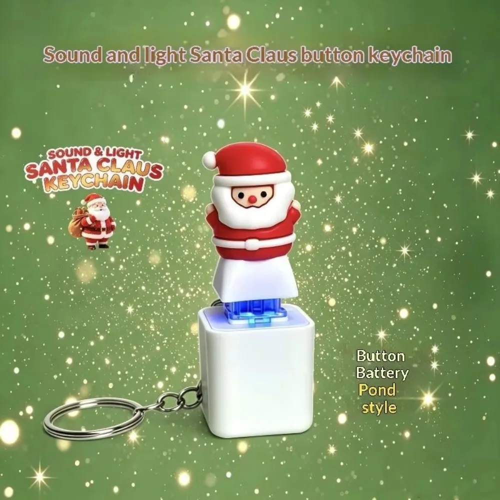 Light Up Christmas Key Ring Bag Pendant Keyboard Clicker Voice Keychain Halloween Pumpkin Button Sound Pendant Party Small Gift