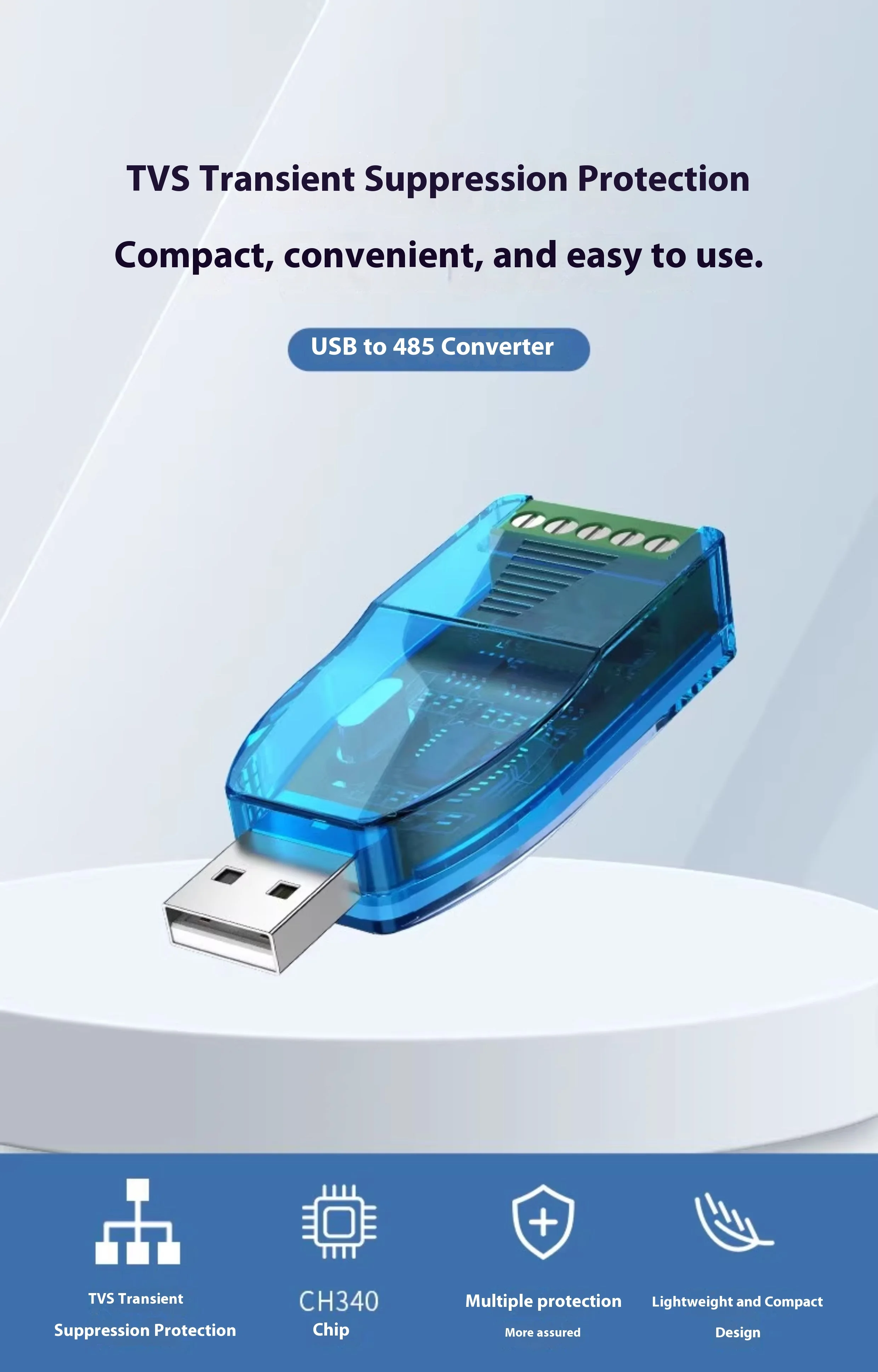 Convertitore da USB a 485/232 Cavo seriale Cavo adattatore RS485 Cavo di comunicazione per debug Compatibilità strumento di debug RS232 V2.0