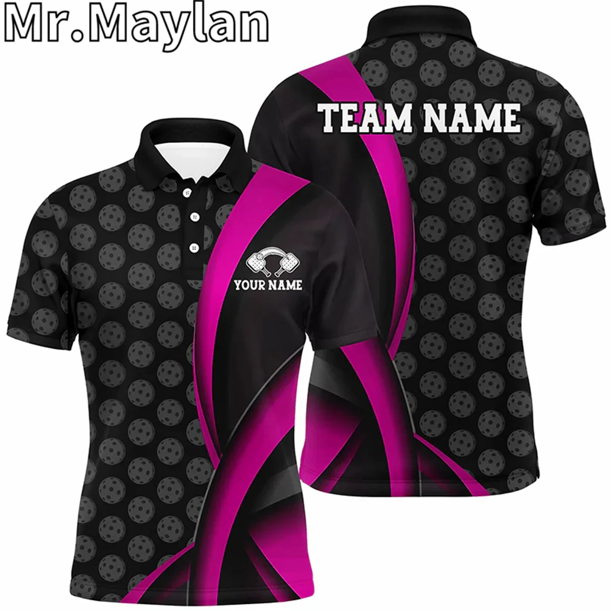 3D Multi-Color Personalized Pickleball Pattern Polo Shirts For Men Women Pickleball Team Jerseys For Players Unisex Tee Tops-133