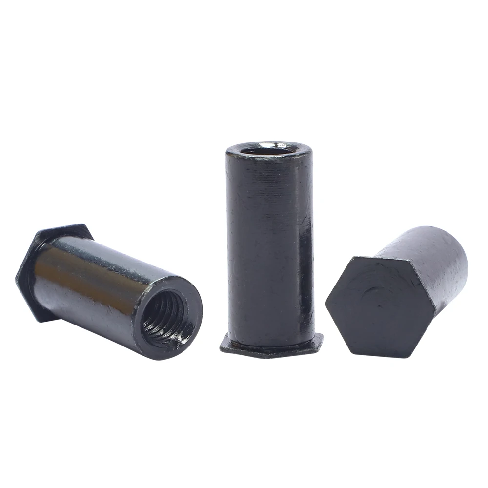 Hexagon Head Blind Hole Self-Clinching Standoff Rivet Stud Nut Black Carbon Steel M2 M3 3.5M3 M5 for Hardware Accessories BSO