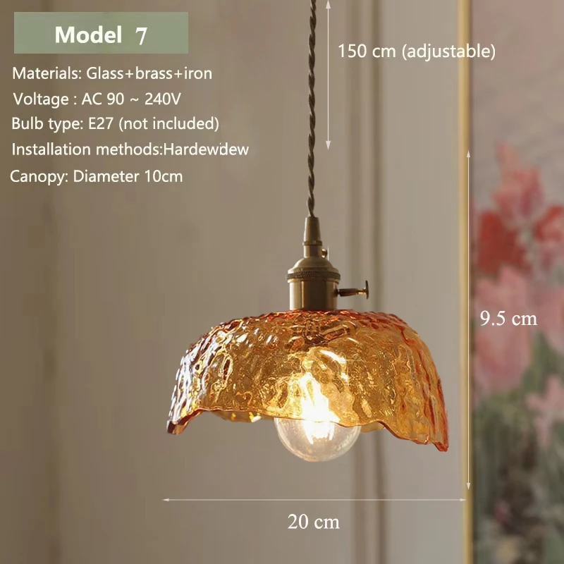 Hanglamp in meerdere stijlen Amberglas Lmapshade Messing Vintage bedlampje Verstelbare hanglamp Keukeneiland Eetkamer