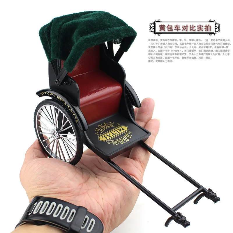 1:12 Mini Model Retro Alloy Classic Tricycles Rickshaw Diecast Handcart Metal Bike Simulation Collection Gifts Toys for children