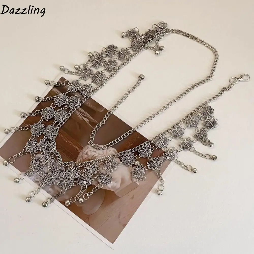 

Trendy Butterfly Metal Waist Chain Vintage Bell Bohemian Style Waistband Jeans Decor Body Jewelry Ethnic Style Belt Women