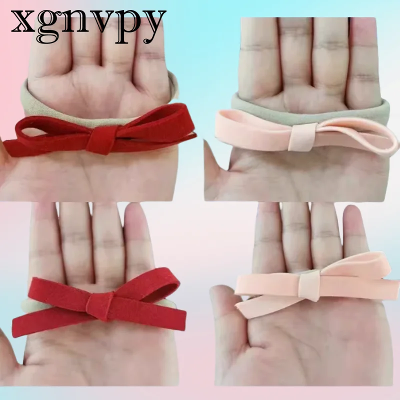 xgnvpy European and American new creative plush cotton hair tie headband with high elasticity and no hair bow nylon headband