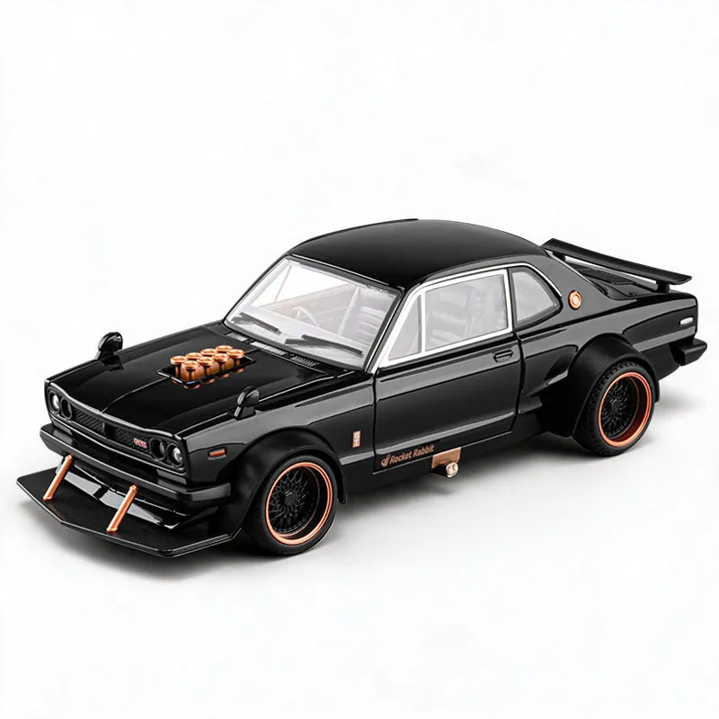 1:22 Skyline 2000 GT-R Legierung Modifiziertes Sportwagen-Modell Druckguss Metall Klassisches Oldtimer-Rennwagen-Fahrzeugmodell mit Simuliertem Sound und Licht