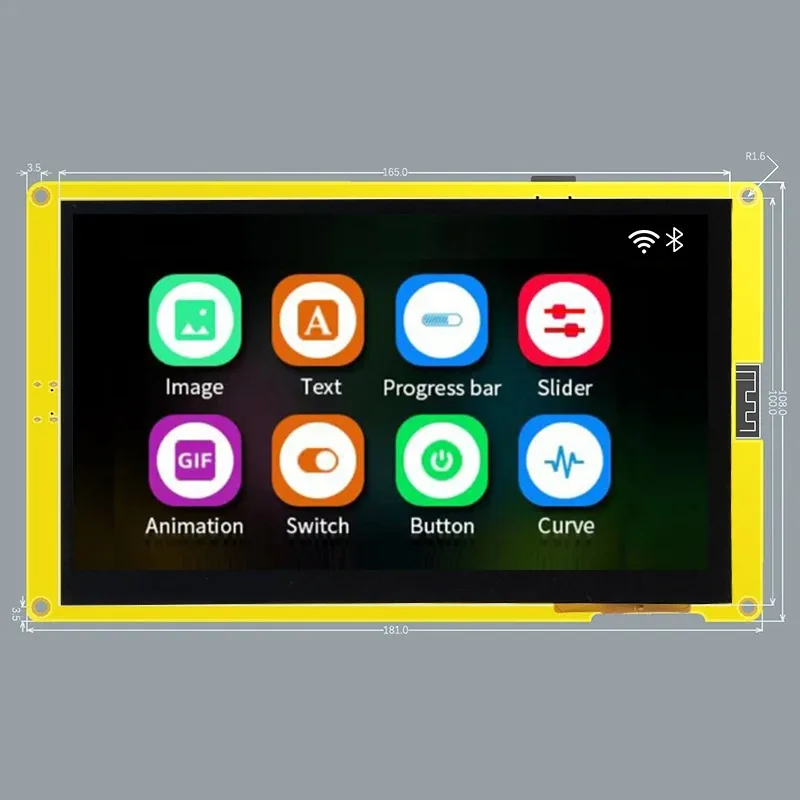 Imagem -03 - Tela de Exibição Inteligente para Arduino Esp32-s3 Rgb Lcd Módulo Tft Hmi 8m Psram 16m Flash Lvgl Wifi Bluetooth 800x480
