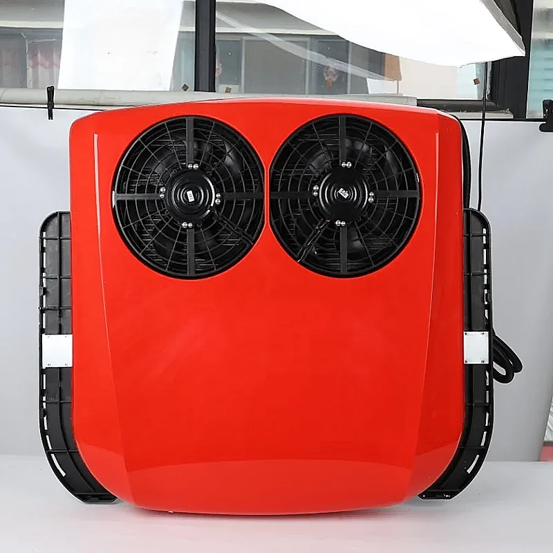 مكيف هواء ركن السيارة ثنائي المروحة مثبت على الأعلى 12 فولت/24 فولت تيار مستمر مع تحكم ذكي في التردد المتغير والتبريد السريع للسيارات #3