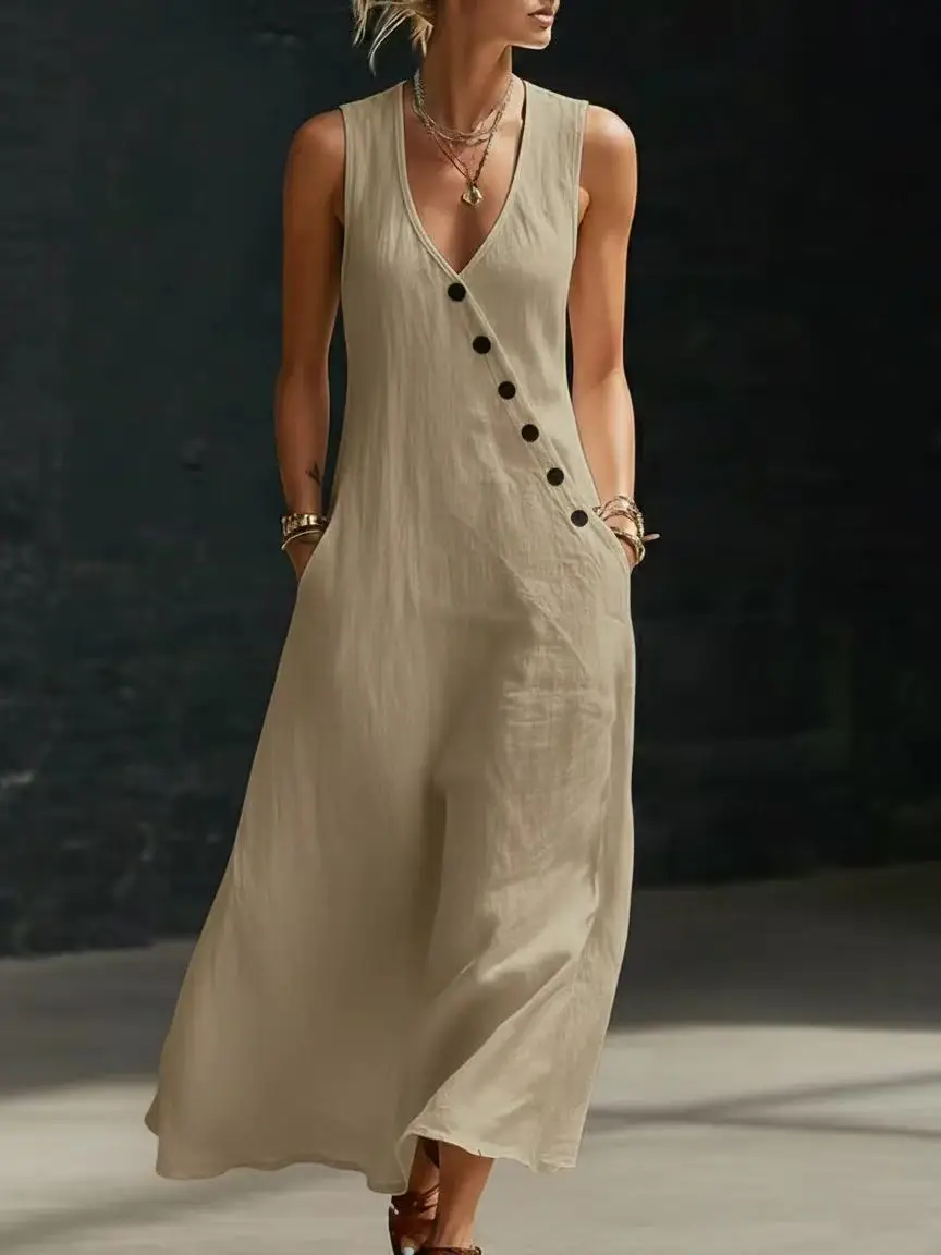 Women's Linen Sleeveless Maxi Dress product image from KAYEA’S COLLECTIONS