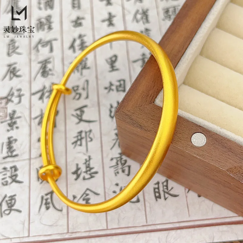 

Роскошные ювелирные изделия из настоящего золота 9999 24 карата, круглый браслет, однотонный матовый браслет, классический универсальный подарок для подруги