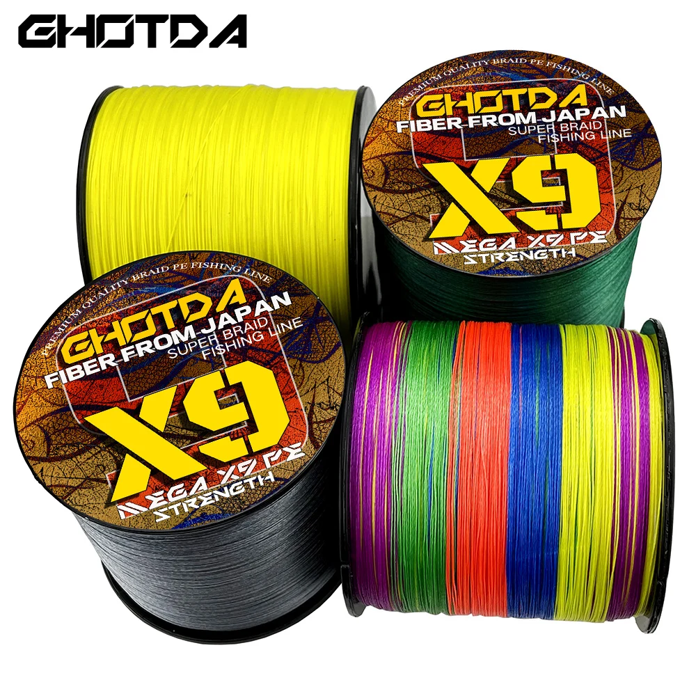 GHOTDA 1000M 500M 300M New 9 Strands Braided Fishing Line Super Strong Smooth Multifilament PE Line 20-100lb