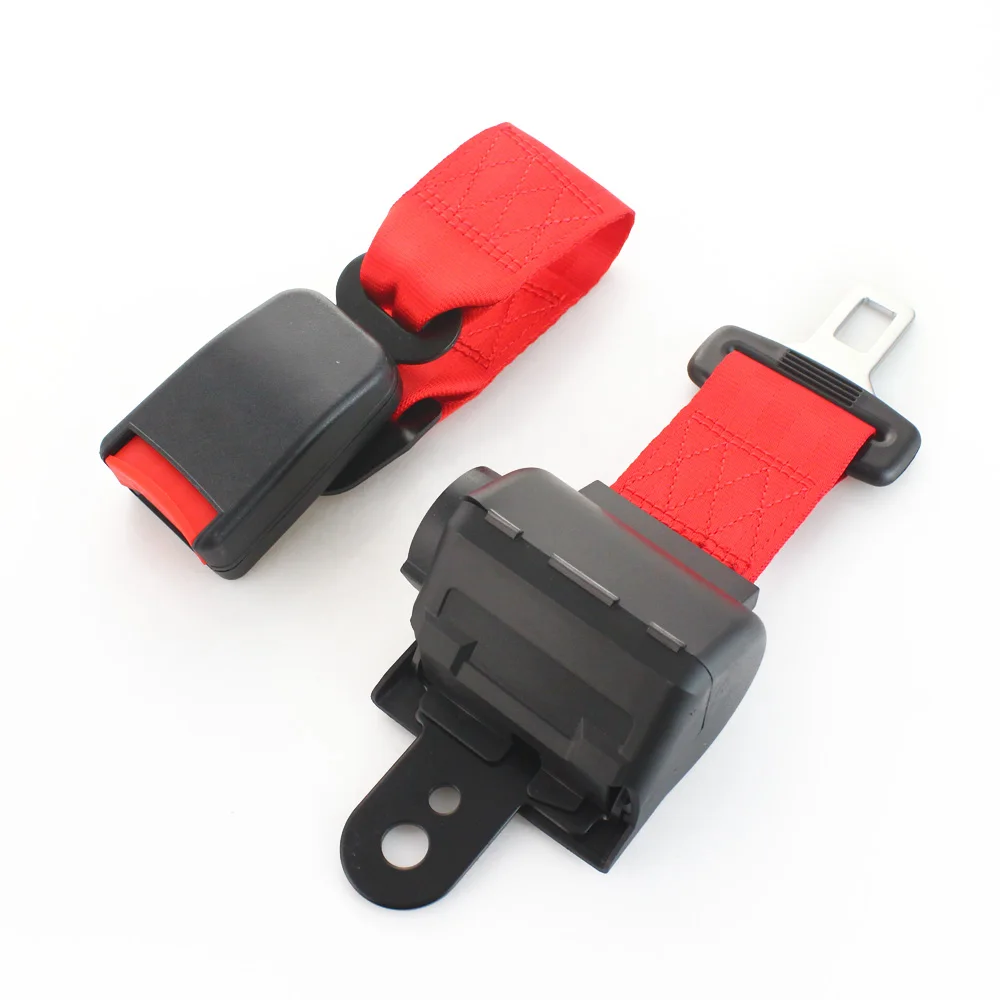 Two-point Red Automatic Telescoping Universal Car Seat Belts Safety Belt Quick Release Buckle Lap