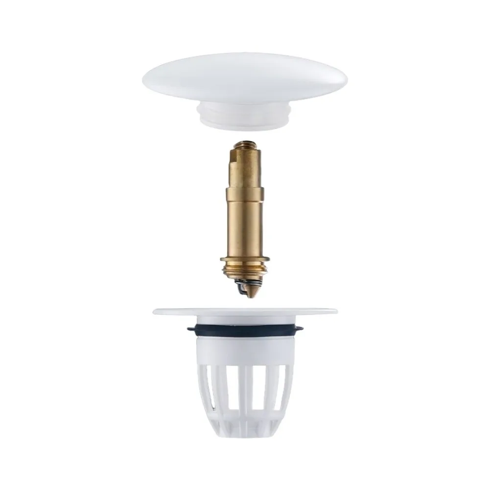 Basin Drain Stopper with Press-and-Rebound Brass Core and Porcelain for top for Scratch-Resistant Waterproof Performance
