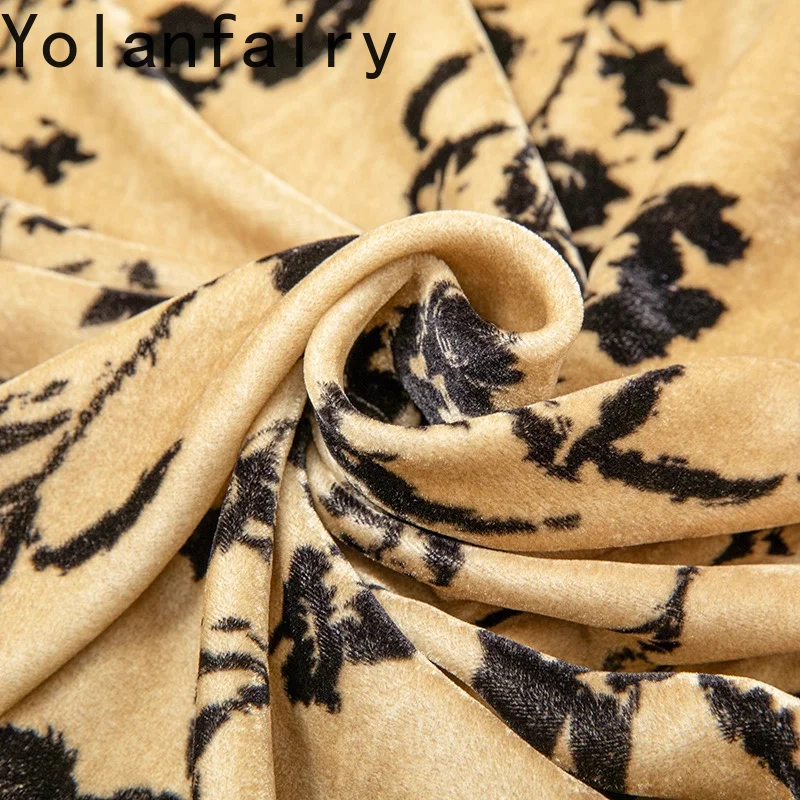YOLANFAIRY Vinatge Gonna lunga in velluto di seta stampata lunga inizio autunno 100% seta di gelso Gonna da donna Gonne in vita elastica Donna