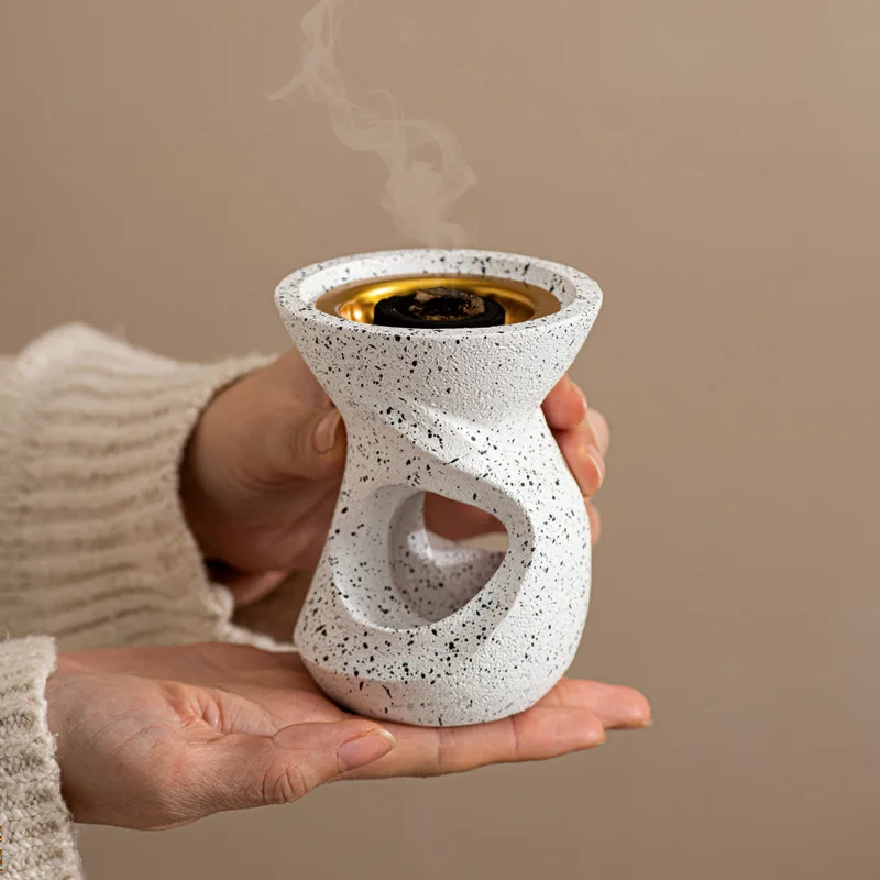 

Black and White Hole Aromatherapy Stove Middle Eastern Arab Festival Handheld Incense Stove Home Decoration Crafts Incense Burne