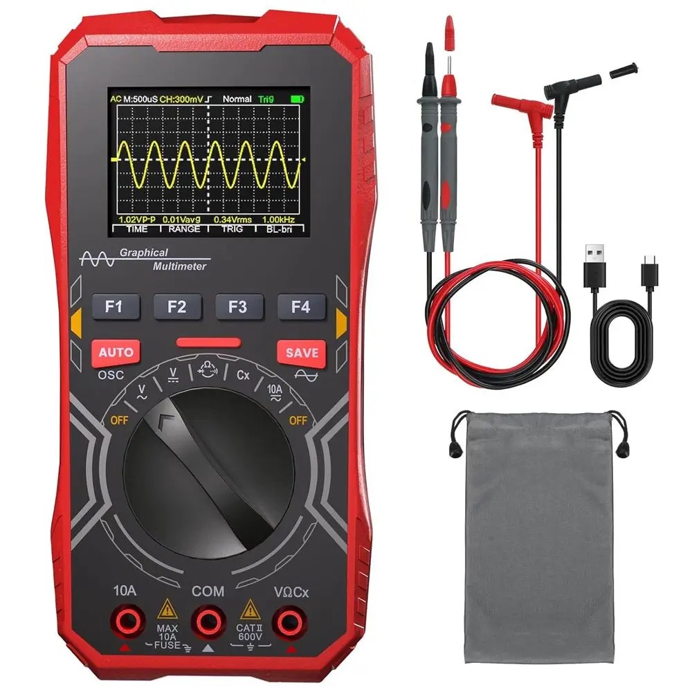 

Dual-Function Handheld Oscilloscope & Multimeter - 1MHz Bandwidth, 2.5MS/s Sampling, 2.4 Display with Probes for DIY & Repairs