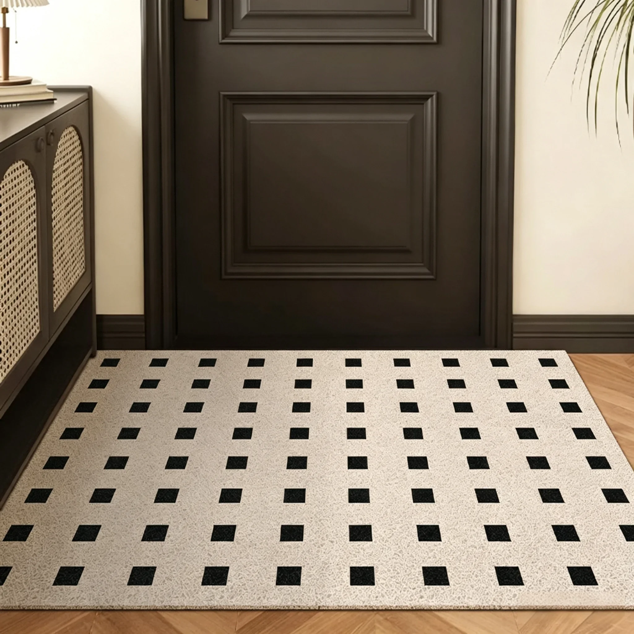 Simple Geometric PVC Coil Door Mat Cuttable Waterproof Dirt Scraper Entryway Rug Non-Slip Outdoor Welcome Mat for Home Decor
