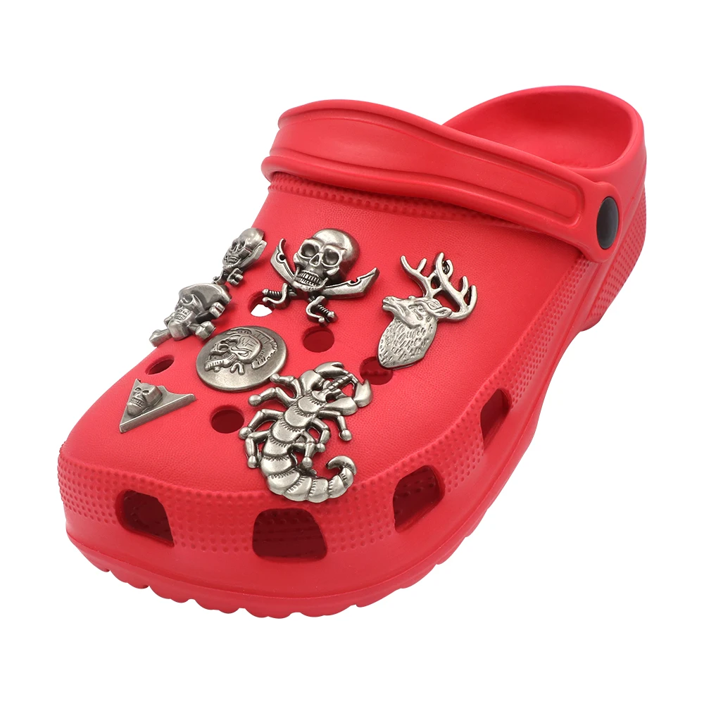 Punk Style Halloween Accessories Metal Shoe Decorations Rotundity Shoe Charm Skull Animal Scorpion Detachable Snap-in 1Set 15pcs