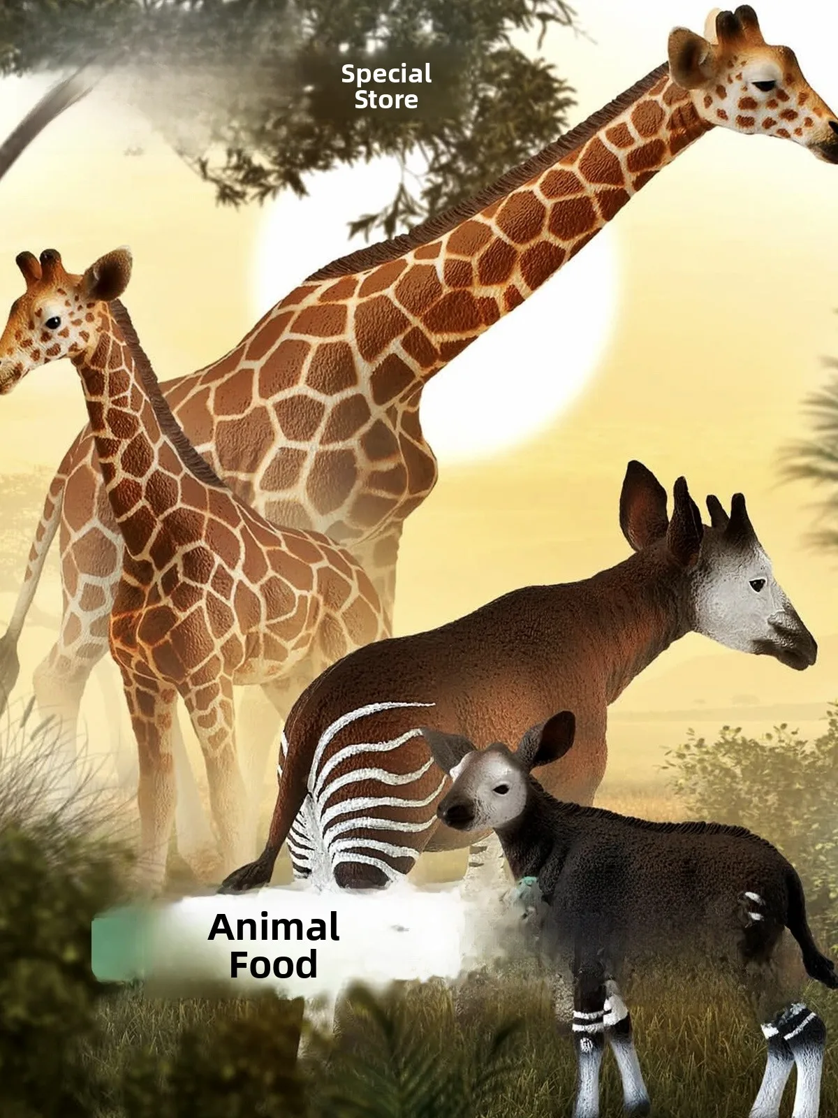 Early Education Cognitive Toys Realistic Wild Animal Models CollectA Grass-Eating Animals Zebra Giraffe Static Dolls for Ages 3+