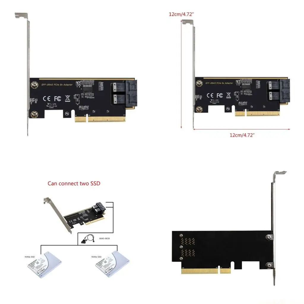

PCIE 8X To 2 Port SFF8643 Double NVMe Ssd Pcie Adapters Converters Card Easy Installation Not Required Driver